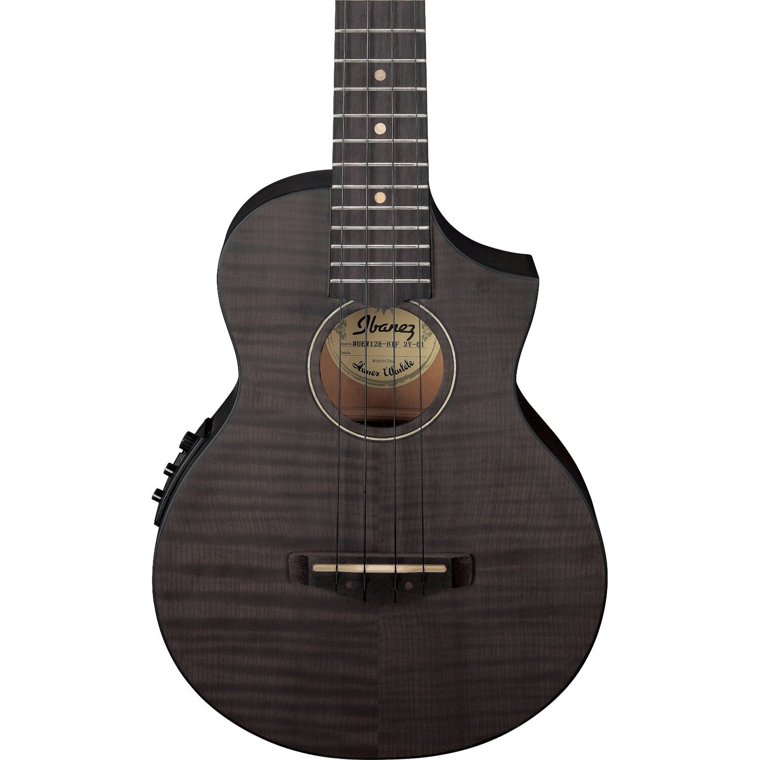 Đàn Ukulele Concert Ibanez UEW12E Black Ice Flat