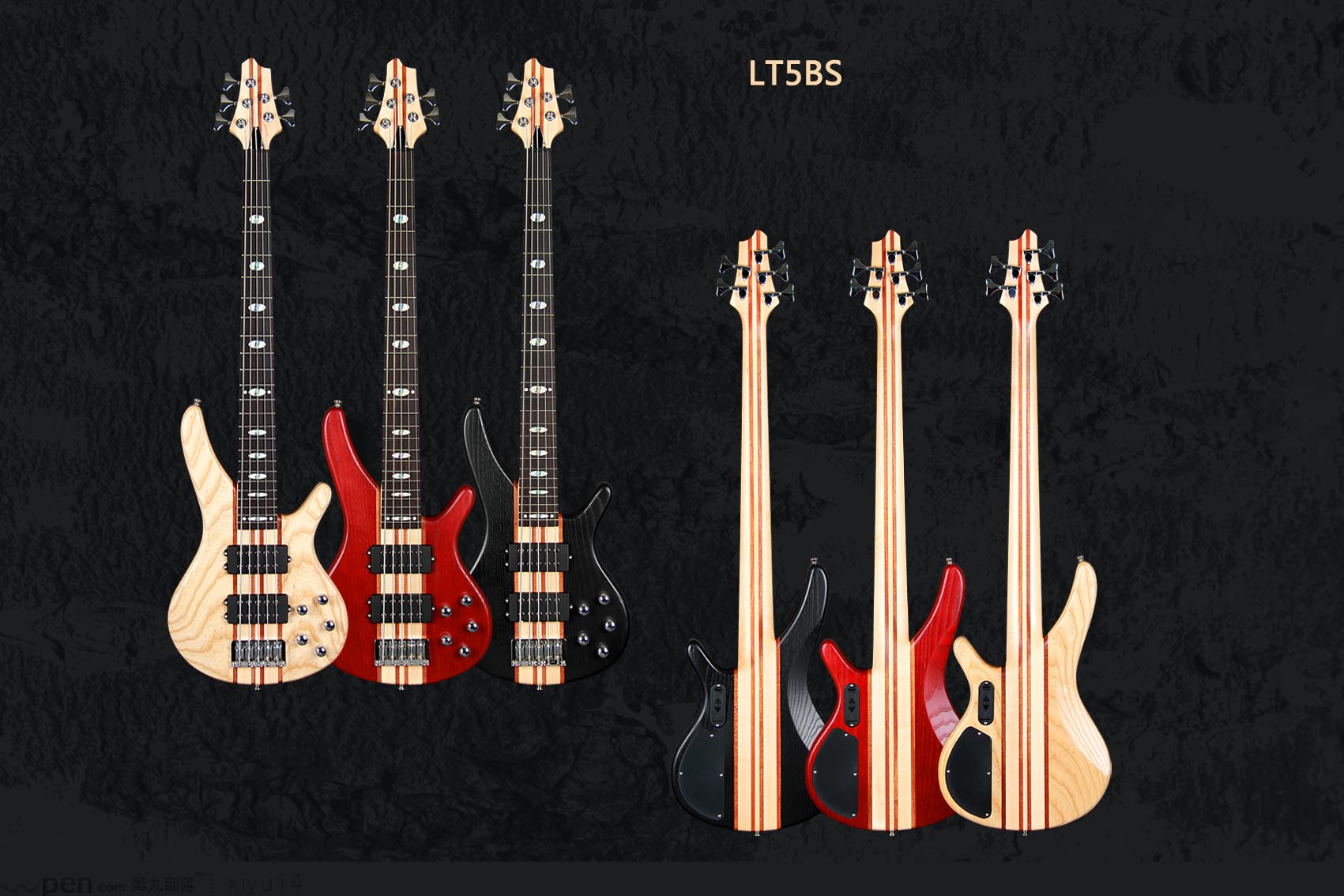 Đàn Guitar Bass Sqoe LT5BS 5 Strings HH Electric Guitar, Rosewood Fingerboard, Red