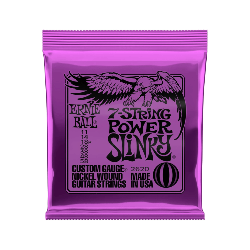 Dây Đàn Guitar Điện Ernie Ball Power Slinky 7-String Nickel Wound, 11-58