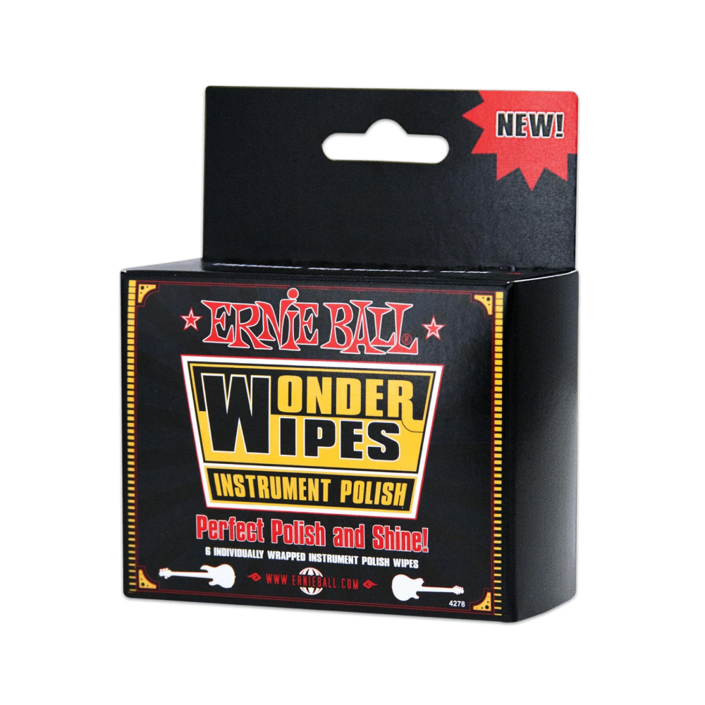Khăn Lau Đàn Guitar Ernie Ball Wonder Wipes Instrument Polish, 6 Pack