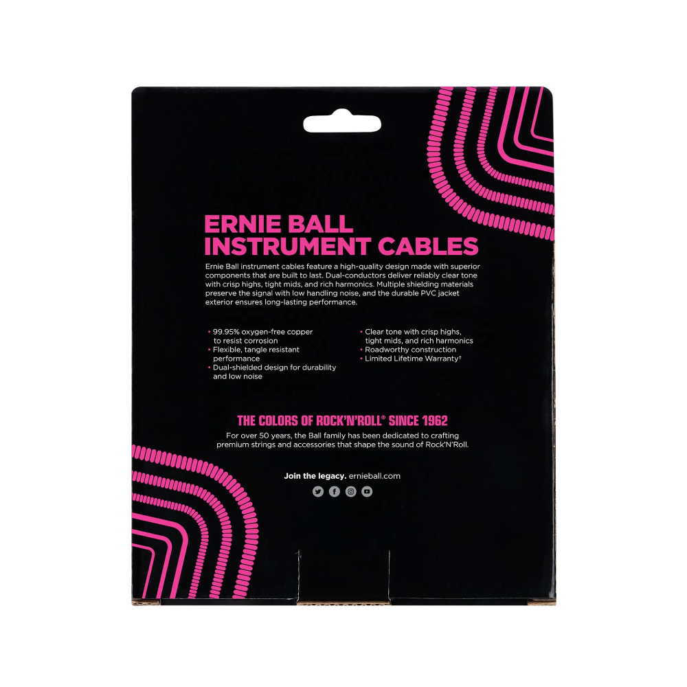 Dây Cáp Ernie Ball 30' Coiled Straight to Straight Instrument, Black