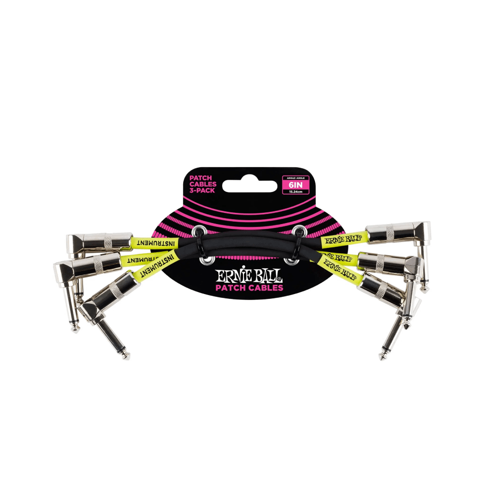 Dây Cáp Ernie Ball 6" Angle to Angle Patch Cable, 3-Pack, Black