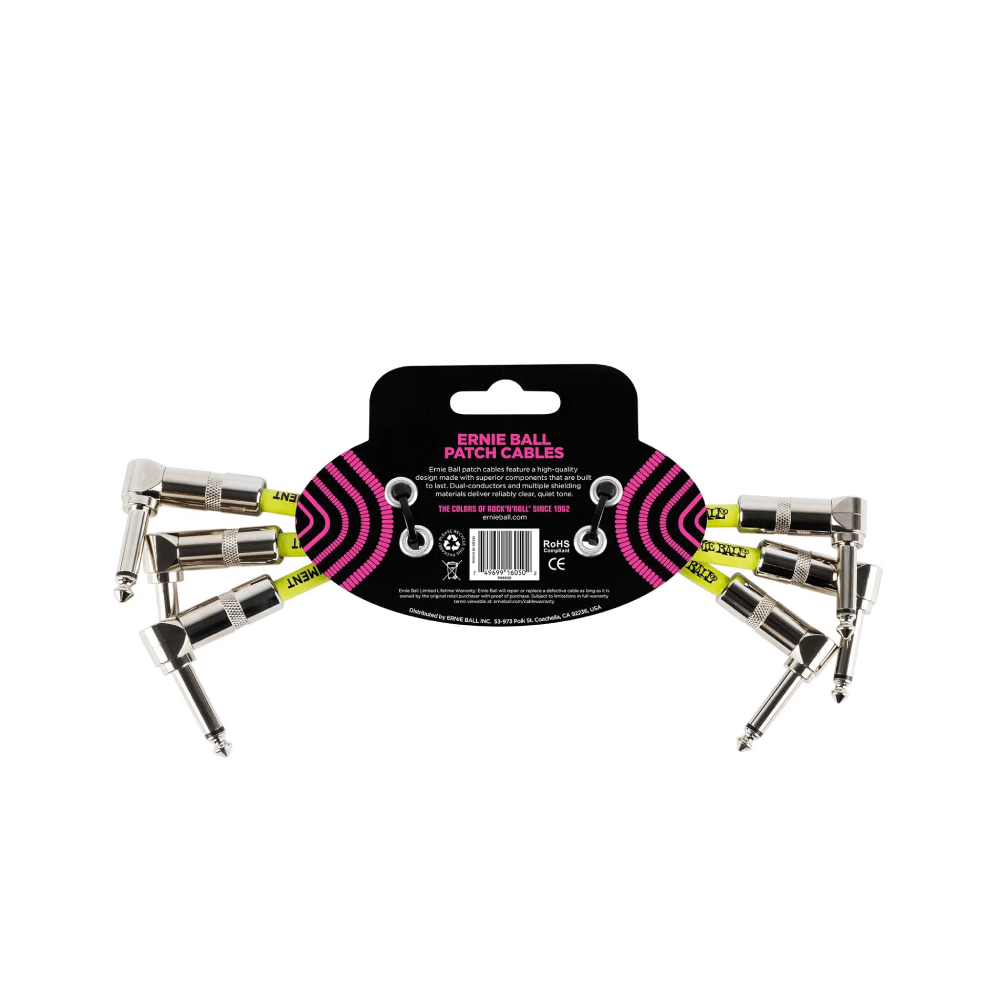 Dây Cáp Ernie Ball 6" Angle to Angle Patch Cable, 3-Pack, Black