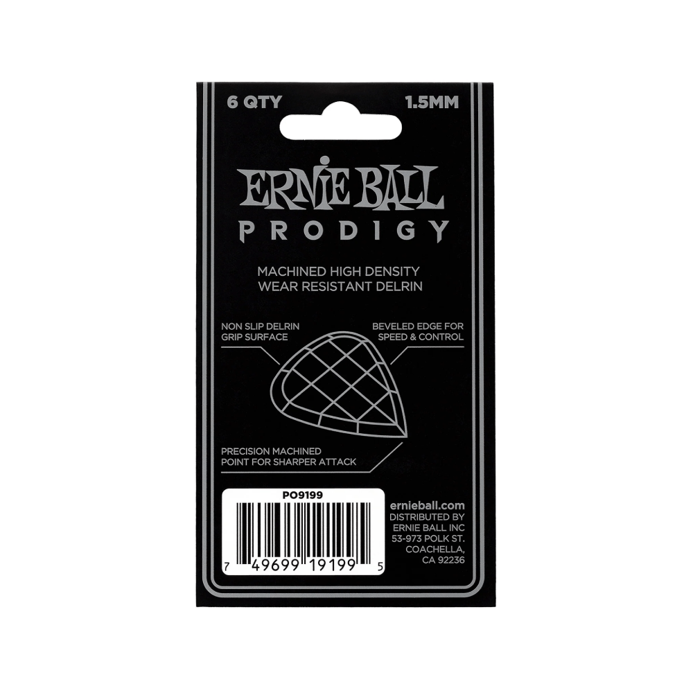 Pick Guitar Ernie Ball Standard Prodigy 1.5mm, Black, 6-Pack