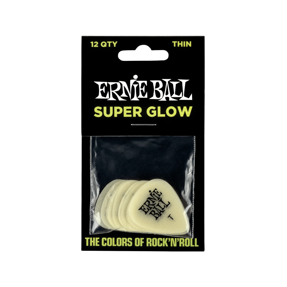 Guitar Pick Ernie Ball Super Glow Cellulose, Thin, 12-Pack