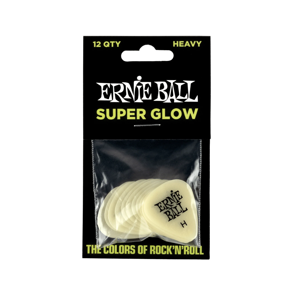 Guitar Pick Ernie Ball Super Glow Cellulose , Heavy, 12-Pack