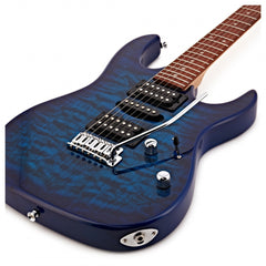 Guitar Điện Ibanez GIO GRX70QA, Purpleheart Fingerboard, Transparent Blue Burst