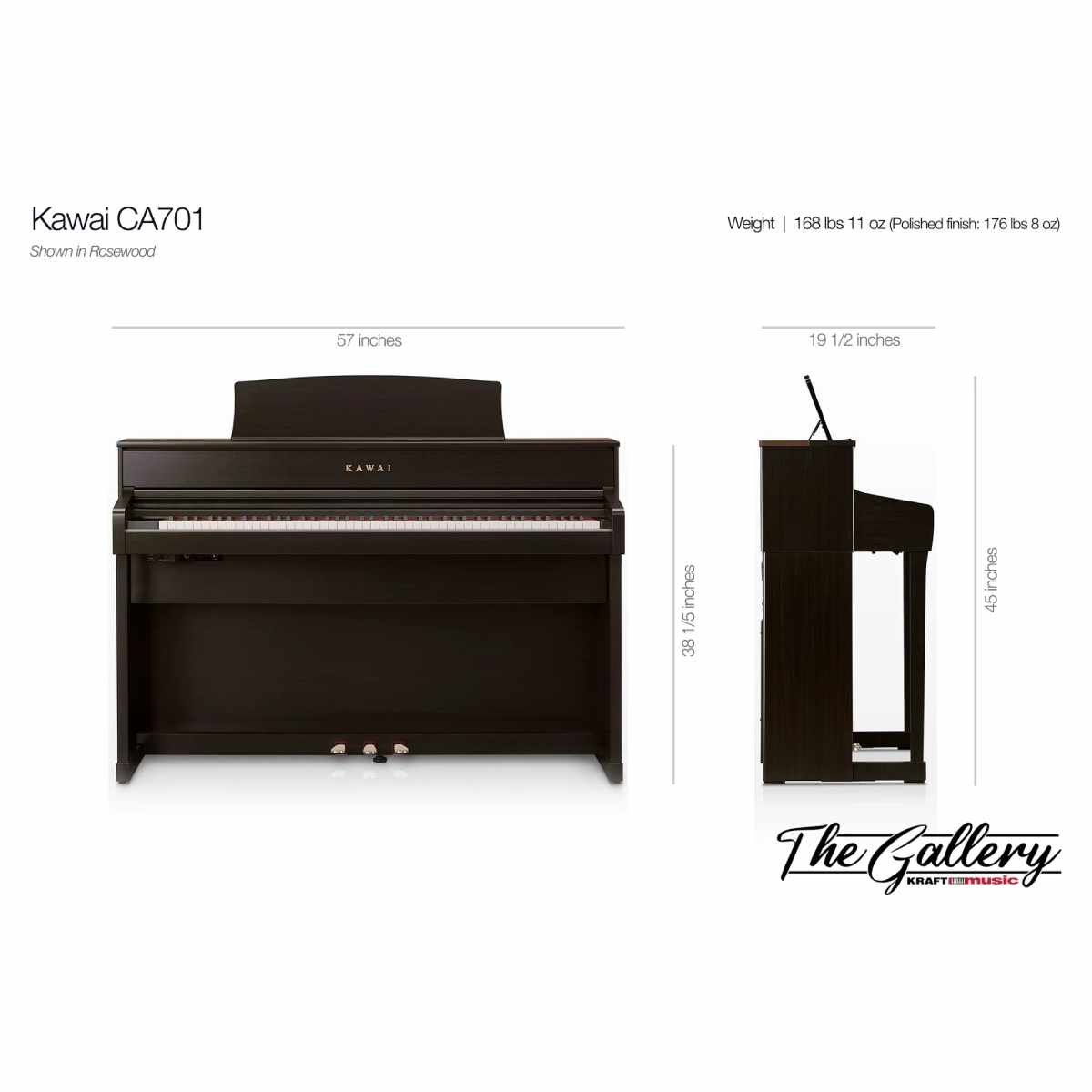 Kawai CA701 Digital Piano - Rosewood