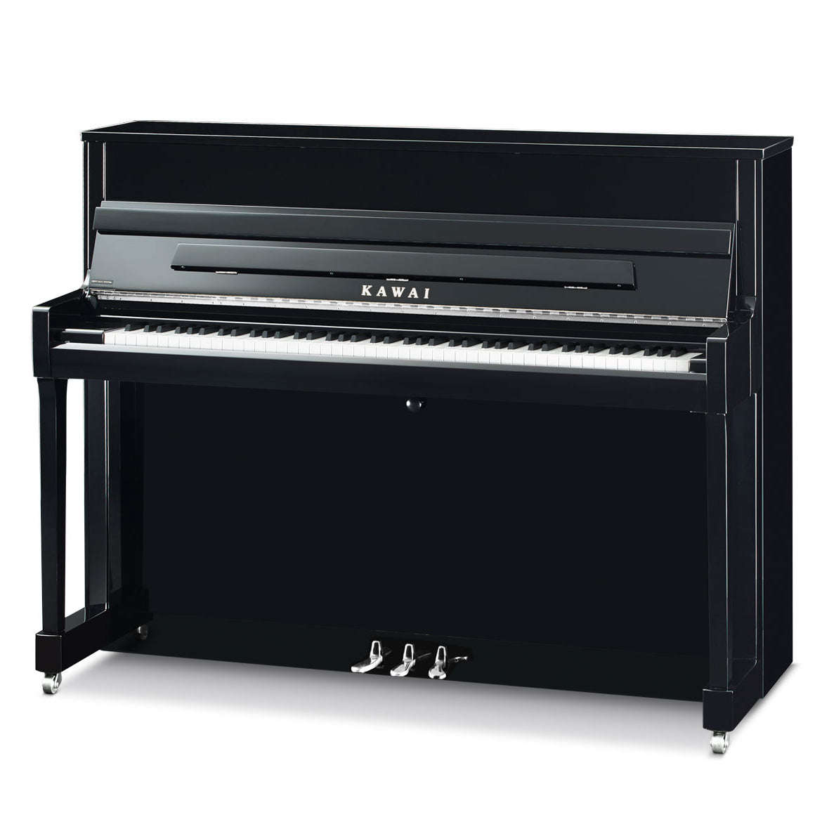Toàn cảnh đàn piano KAWAI K200 màu đen bóng mạ Chrome tại Tân Nhạc Cụ