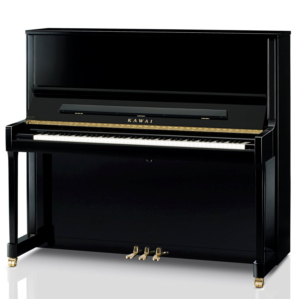 Toàn cảnh đàn piano KAWAI K600 màu đen bóng polished ebony sang trọng, mở nắp tại Tân Nhạc Cụ