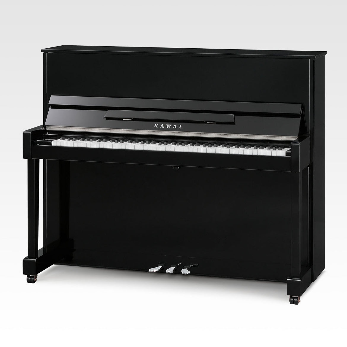 Toàn cảnh đàn piano Kawai ND21 tại Tân Nhạc Cụ, màu đen bóng polished ebony sang trọng, trực diện đàn