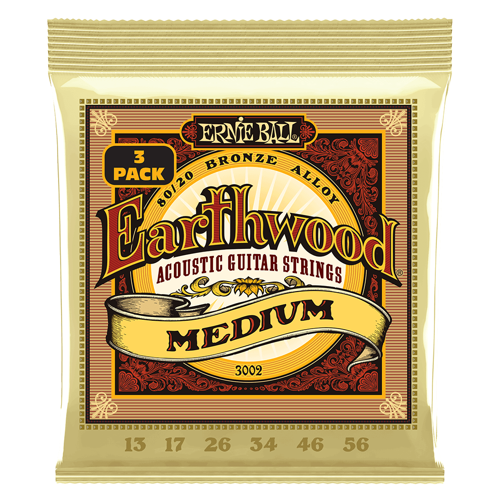 Dây Đàn Guitar Acoustic Ernie Ball Earthwood 80/20 Bronze - .013-.056 Medium (3-pack)