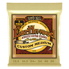 Dây Đàn Guitar Acoustic Ernie Ball Earthwood 80/20 Bronze  - .0125-.056 Custom Medium (3-pack)