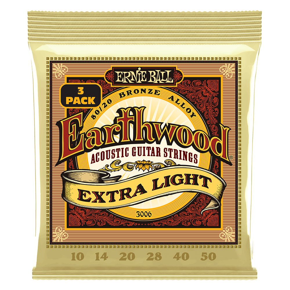 Dây đàn Guitar Acoustic Ernie Ball Earthwood 80/20 Bronze - .010-.050 Extra Light(3-pack)