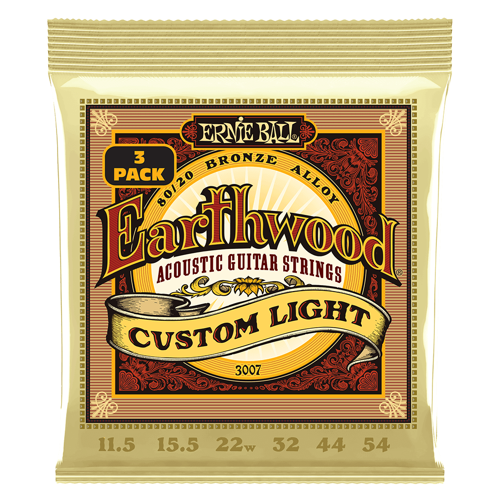 Dây Đàn Guitar Acoustic Ernie Ball Earthwood 80/20 Bronze - .0115-54 Custom Light (3-pack)