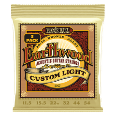 Dây Đàn Guitar Acoustic Ernie Ball Earthwood 80/20 Bronze - .0115-54 Custom Light (3-pack)