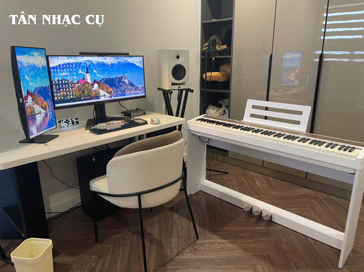 Đàn Piano Điện Nux NPK10, White, Kèm Chân Gỗ