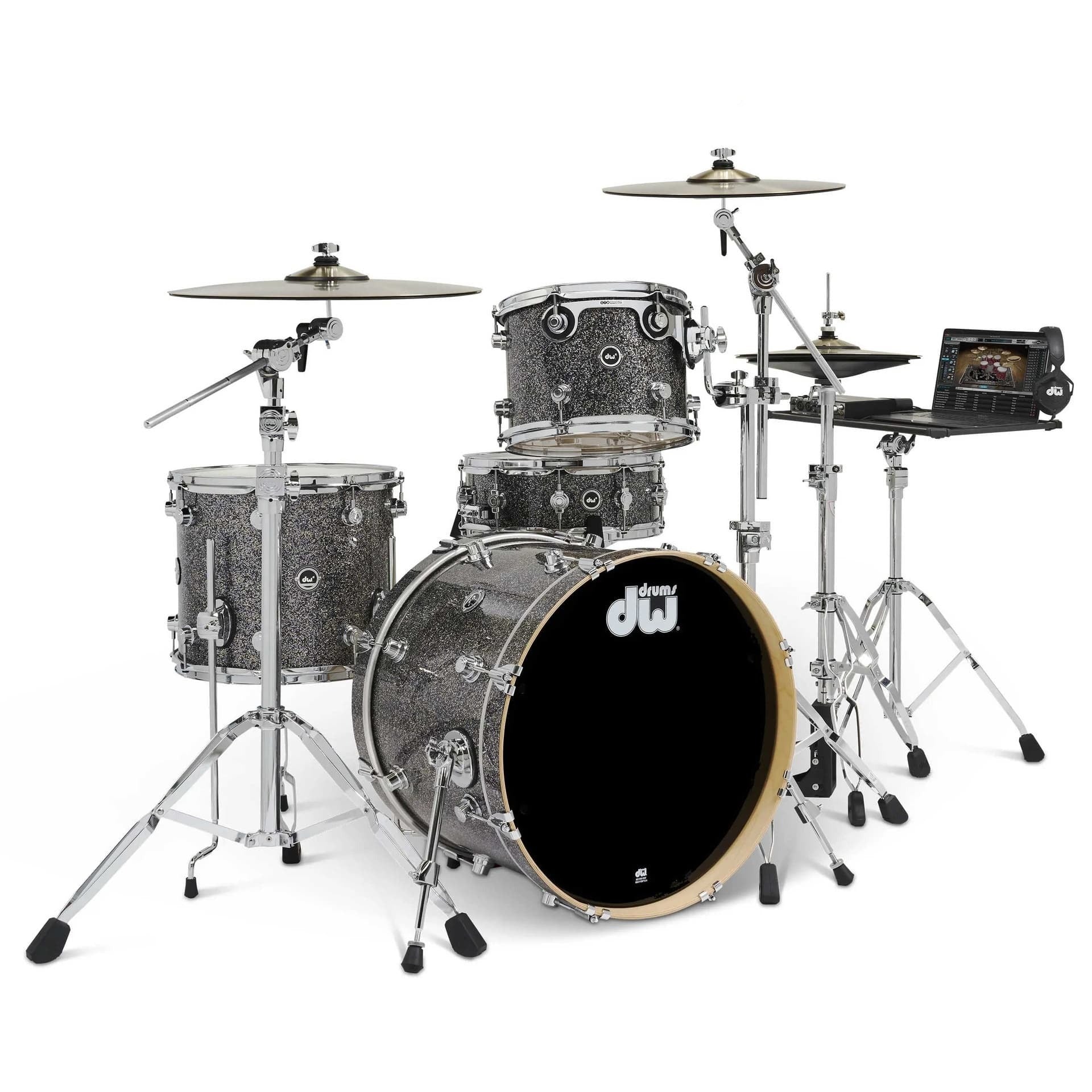 Trống Cơ DW DWe 4 Pcs Drum Kit Bundle, Black Galaxy FinishPly