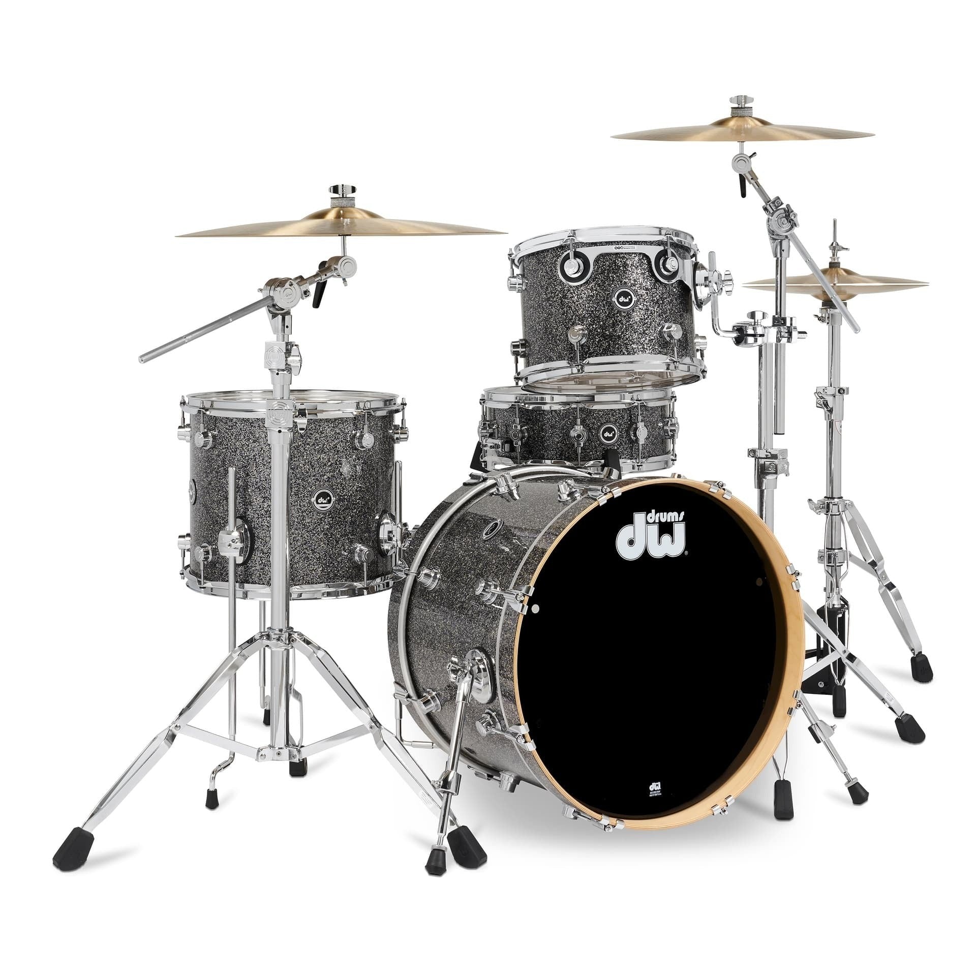 Trống Cơ DW DWe 4 Pcs Drum Kit Bundle, Black Galaxy FinishPly