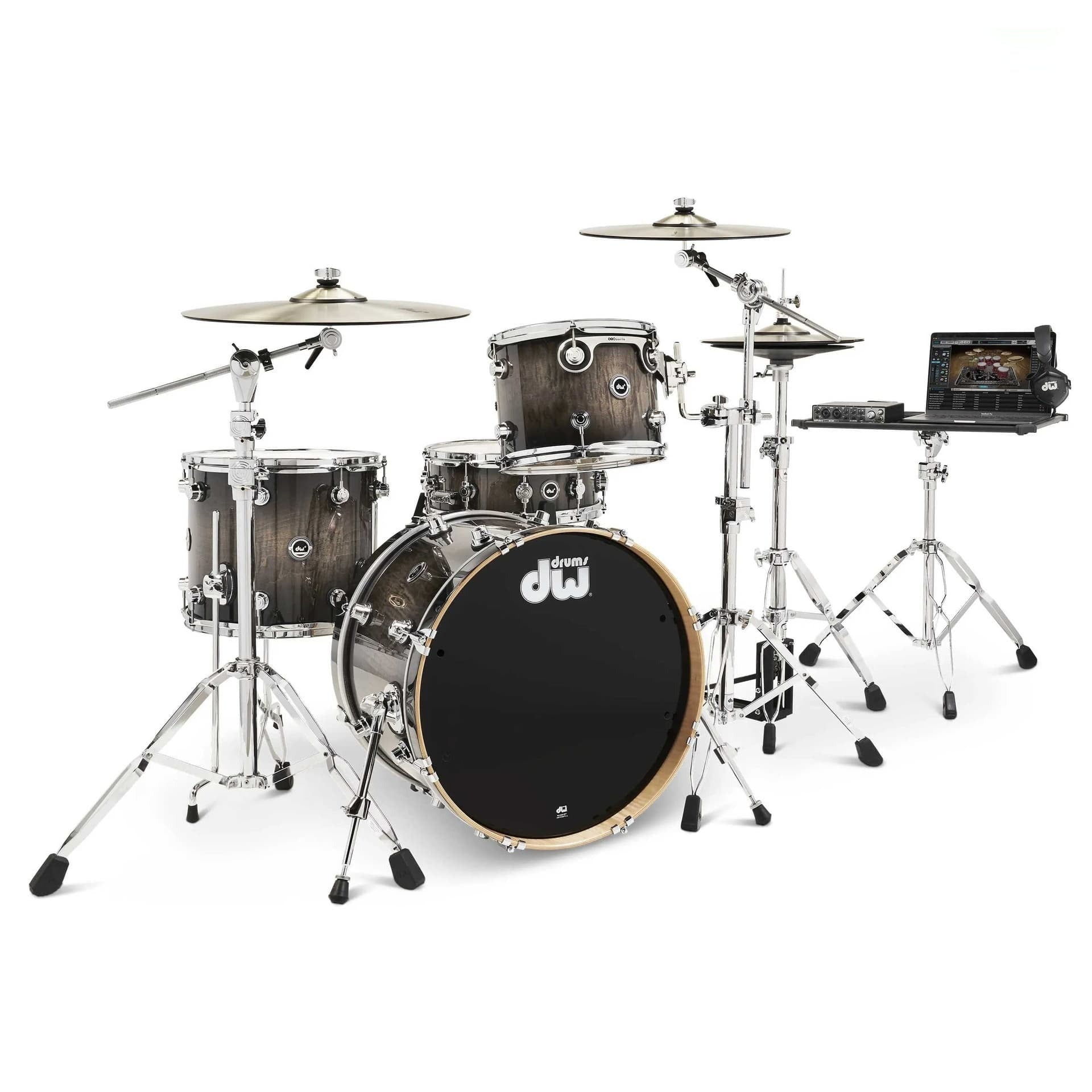 Trống Cơ DW DWe 4 Pcs Drum Kit Bundle, Candy Black Burst over Curly Maple Exotic