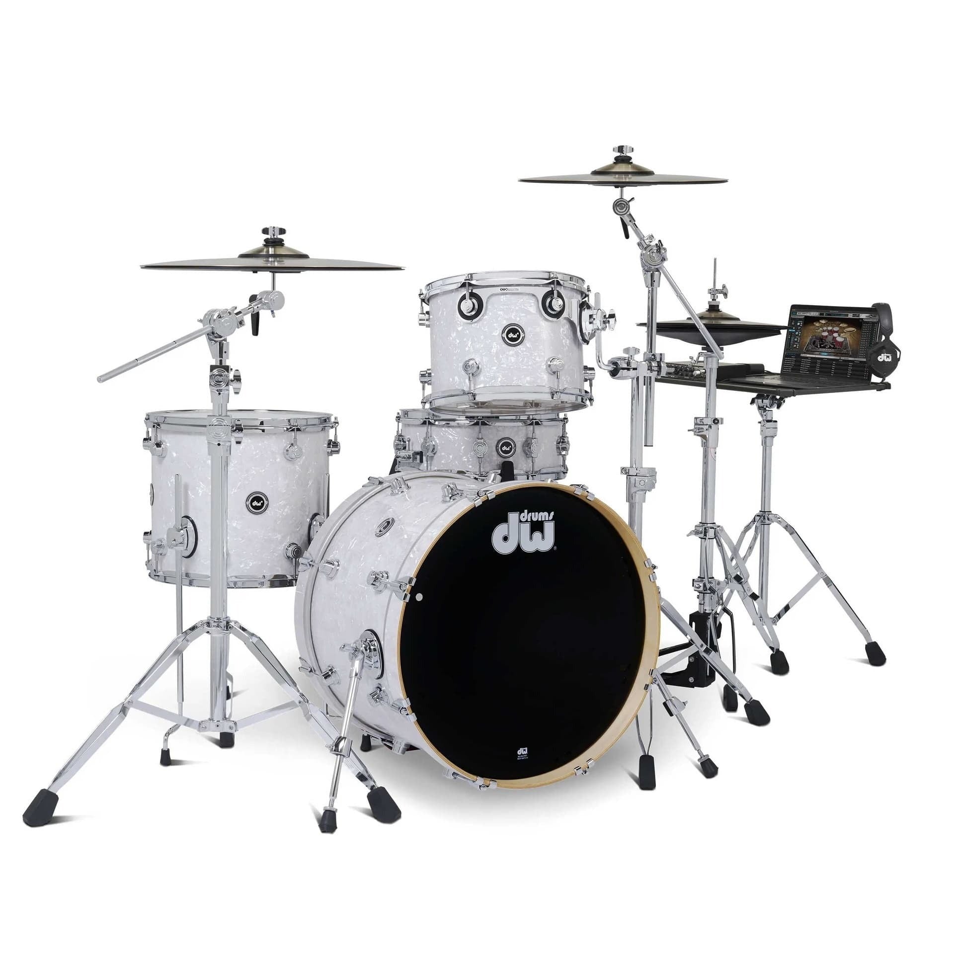 Trống Cơ DW DWe 4 Pcs Drum Kit Bundle, White Marine Pearl FinishPly