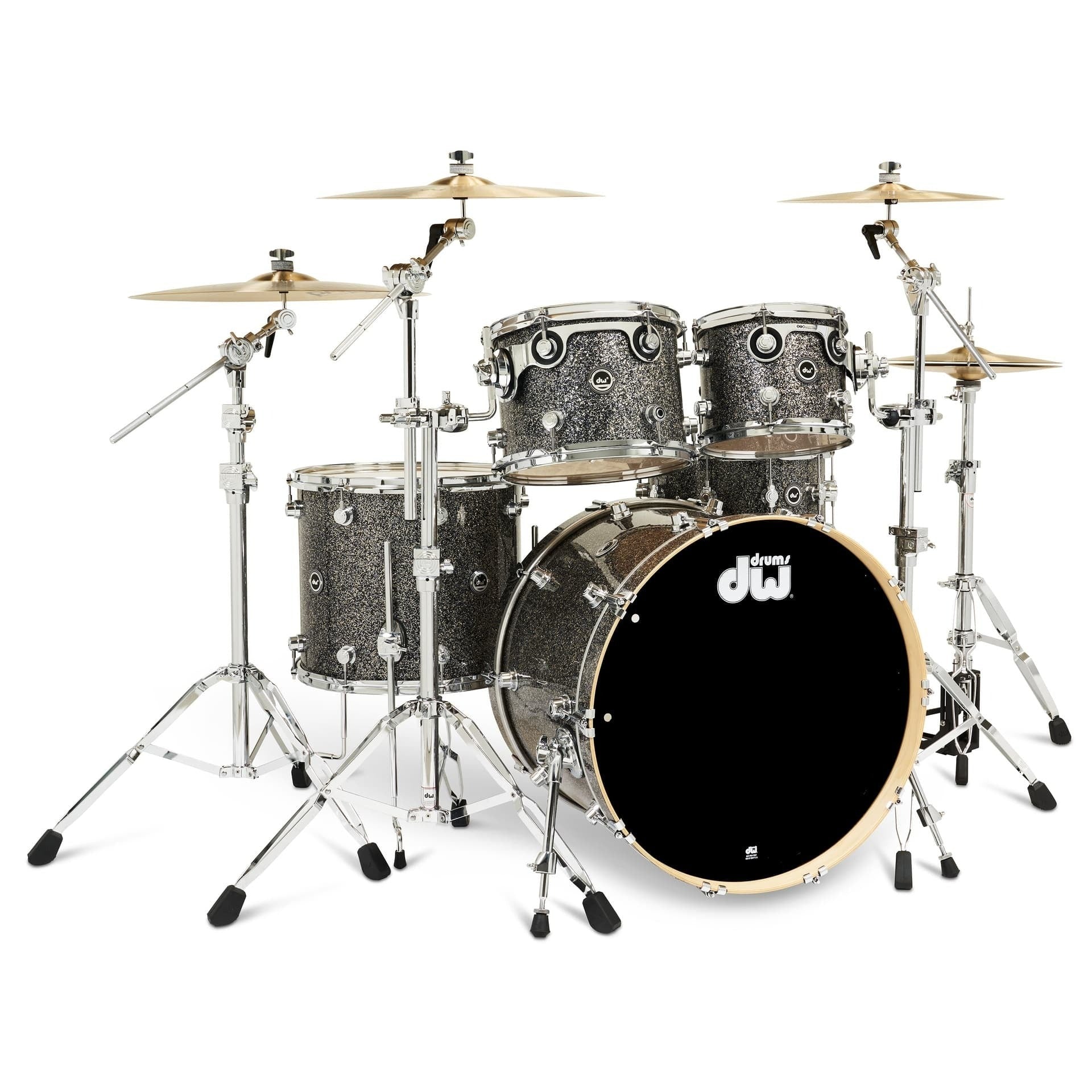 Trống Cơ DW DWe 5-Pcs Drum Kit Bundle, Black Galaxy FinishPly