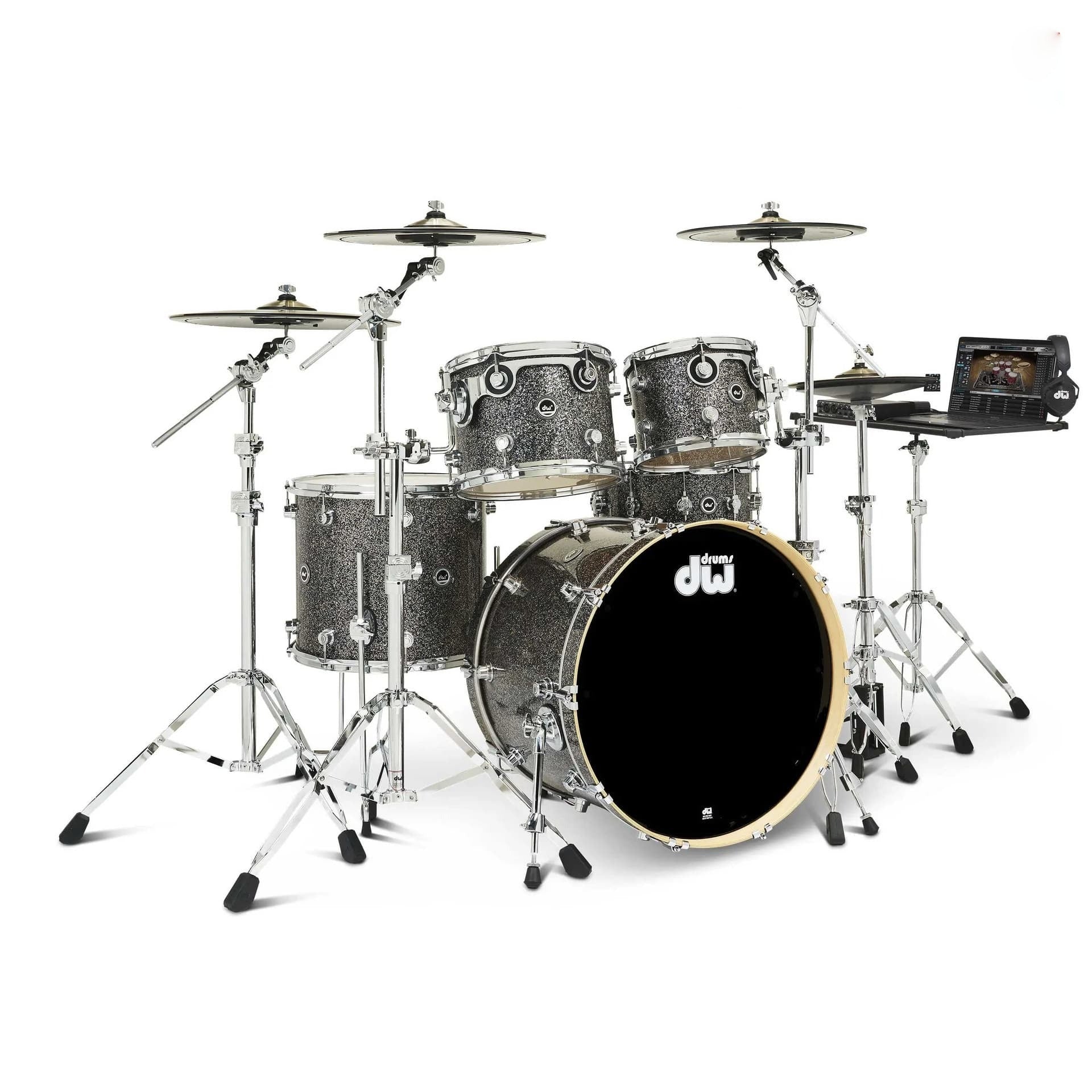 Trống Cơ DW DWe 5-Pcs Drum Kit Bundle, Black Galaxy FinishPly