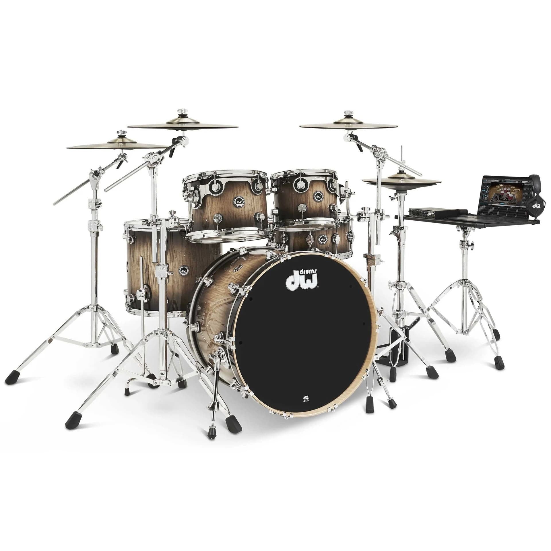 Trống Cơ DW DWe 5 Pcs Drum Kit Bundle, Candy Black Burst over Curly Maple Exotic