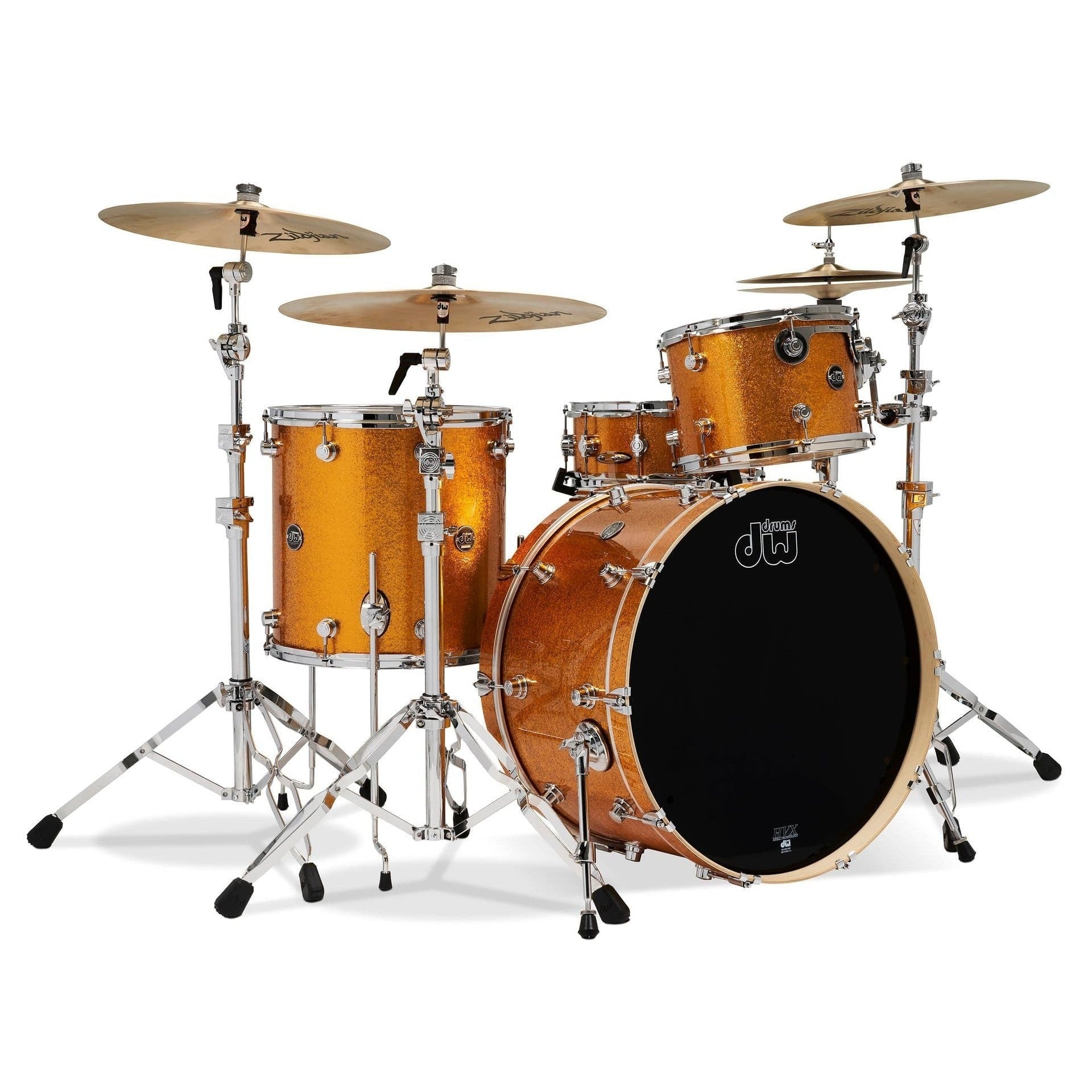 Trống Cơ DW Performance Series 4 Pcs Shell Pack w 6.5x14 inch Snare, Gold Sparkle Finish Ply
