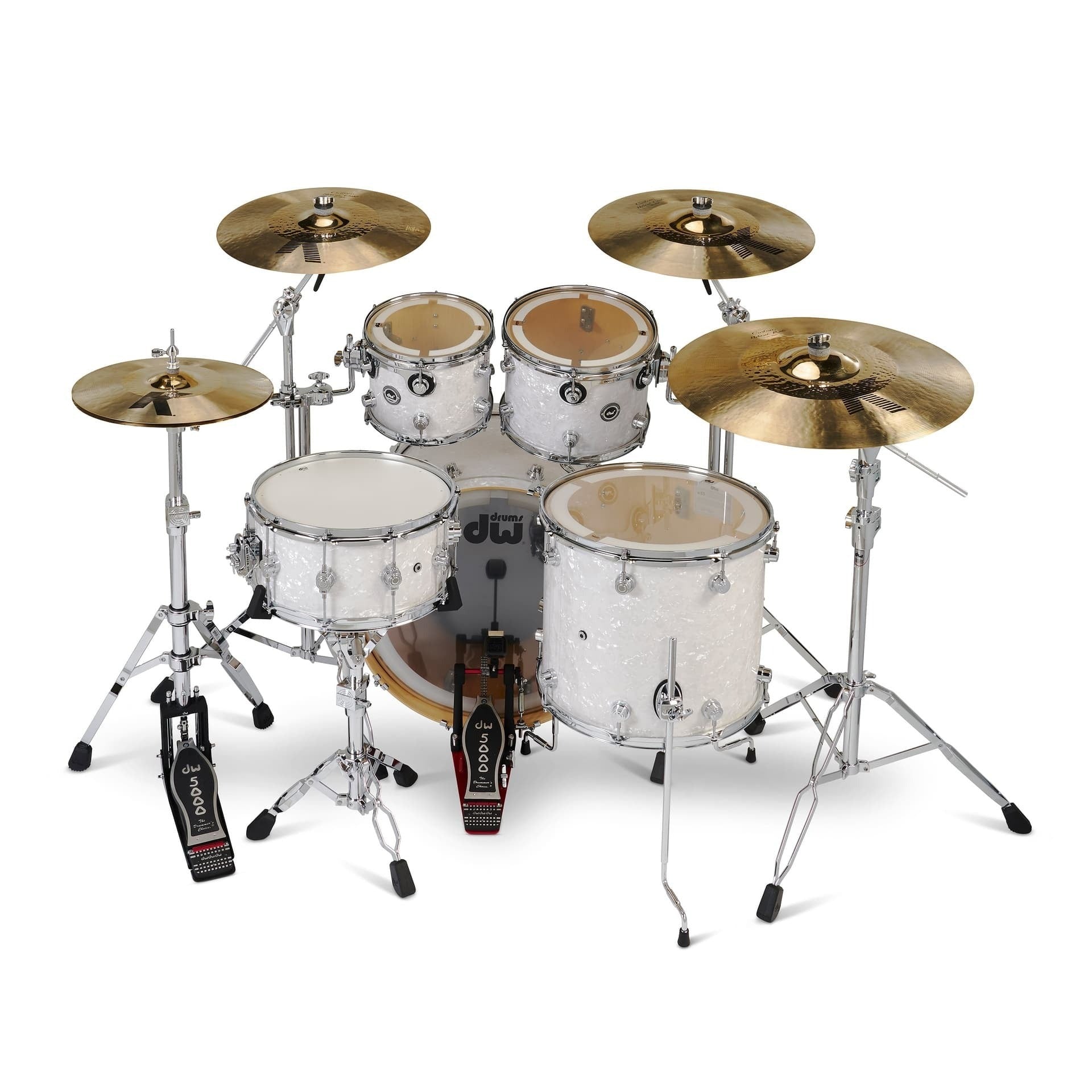 Trống Cơ Trống Cơ DW DWe 5-Pcs Drum Kit Bundle, White Marine Pearl FinishPly