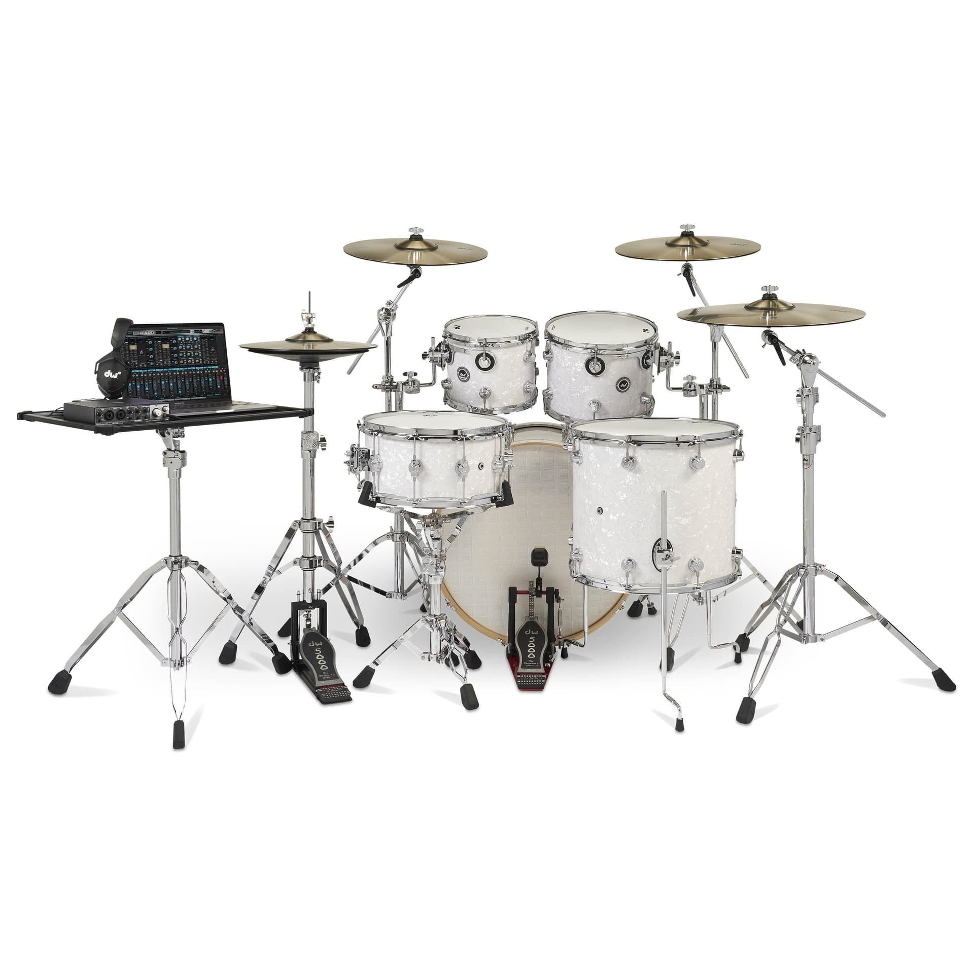 Trống Cơ Trống Cơ DW DWe 5-Pcs Drum Kit Bundle, White Marine Pearl FinishPly