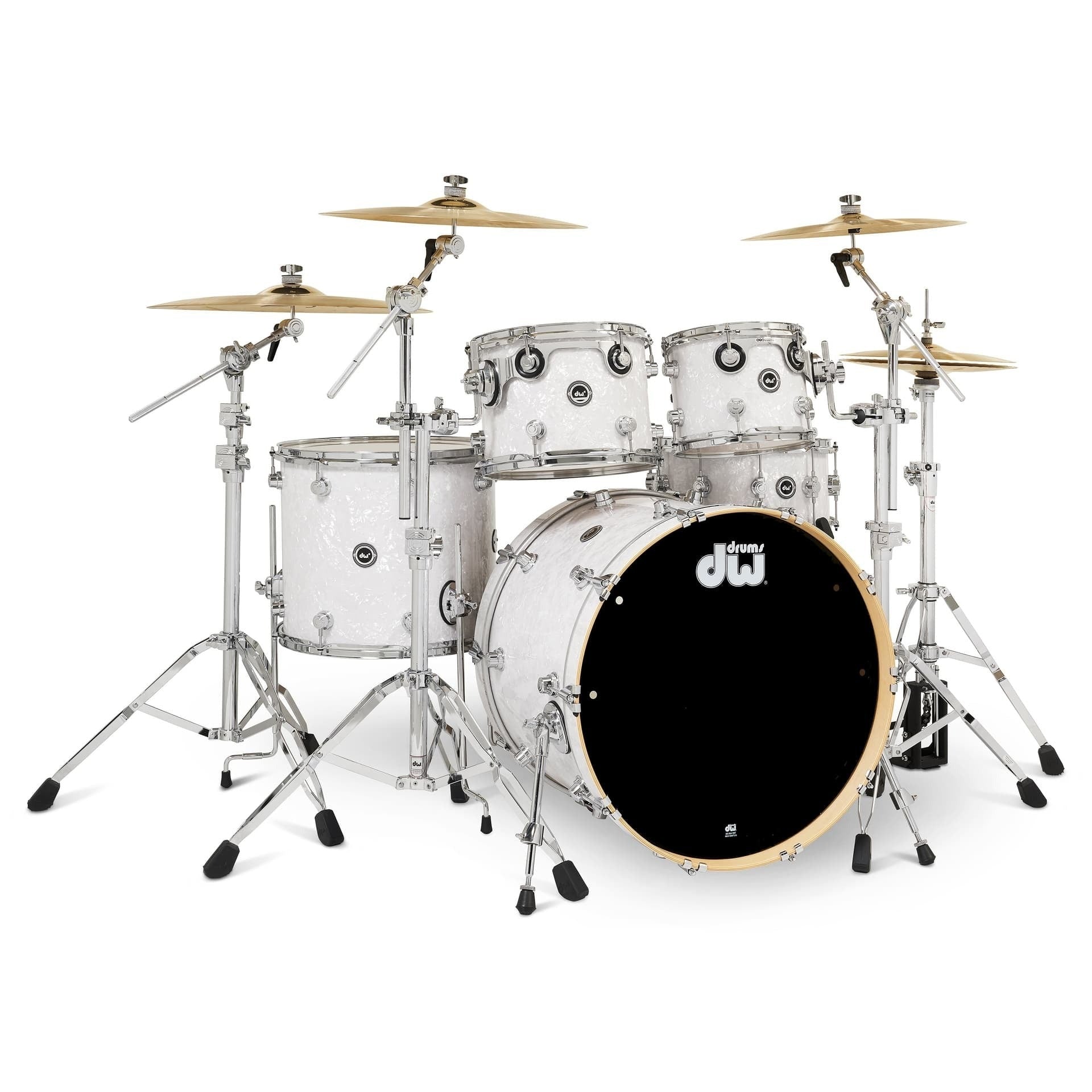 Trống Cơ Trống Cơ DW DWe 5-Pcs Drum Kit Bundle, White Marine Pearl FinishPly