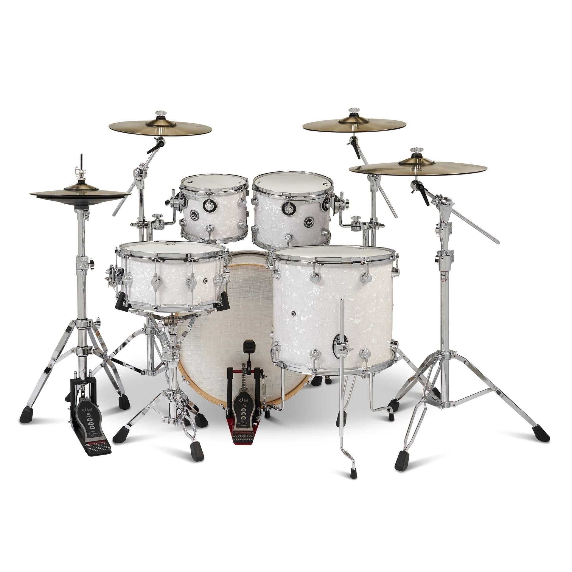 Trống Cơ Trống Cơ DW DWe 5-Pcs Drum Kit Bundle, White Marine Pearl FinishPly