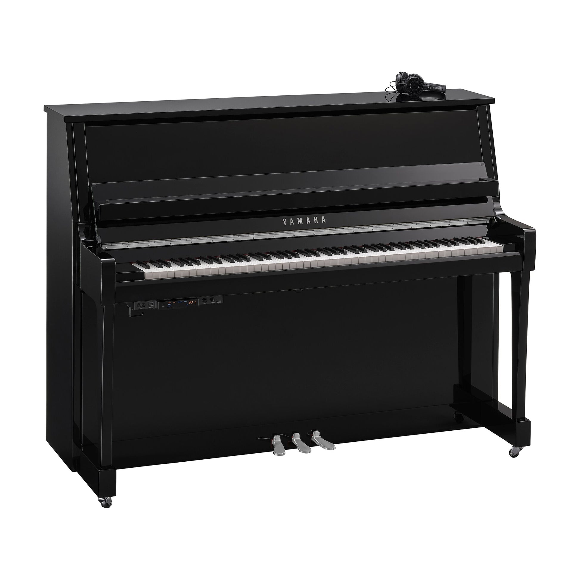 Toàn cảnh đàn piano Yamaha B20 màu đen bóng mạ chrome bản silent SC3 tại Tân Nhạc Cụ