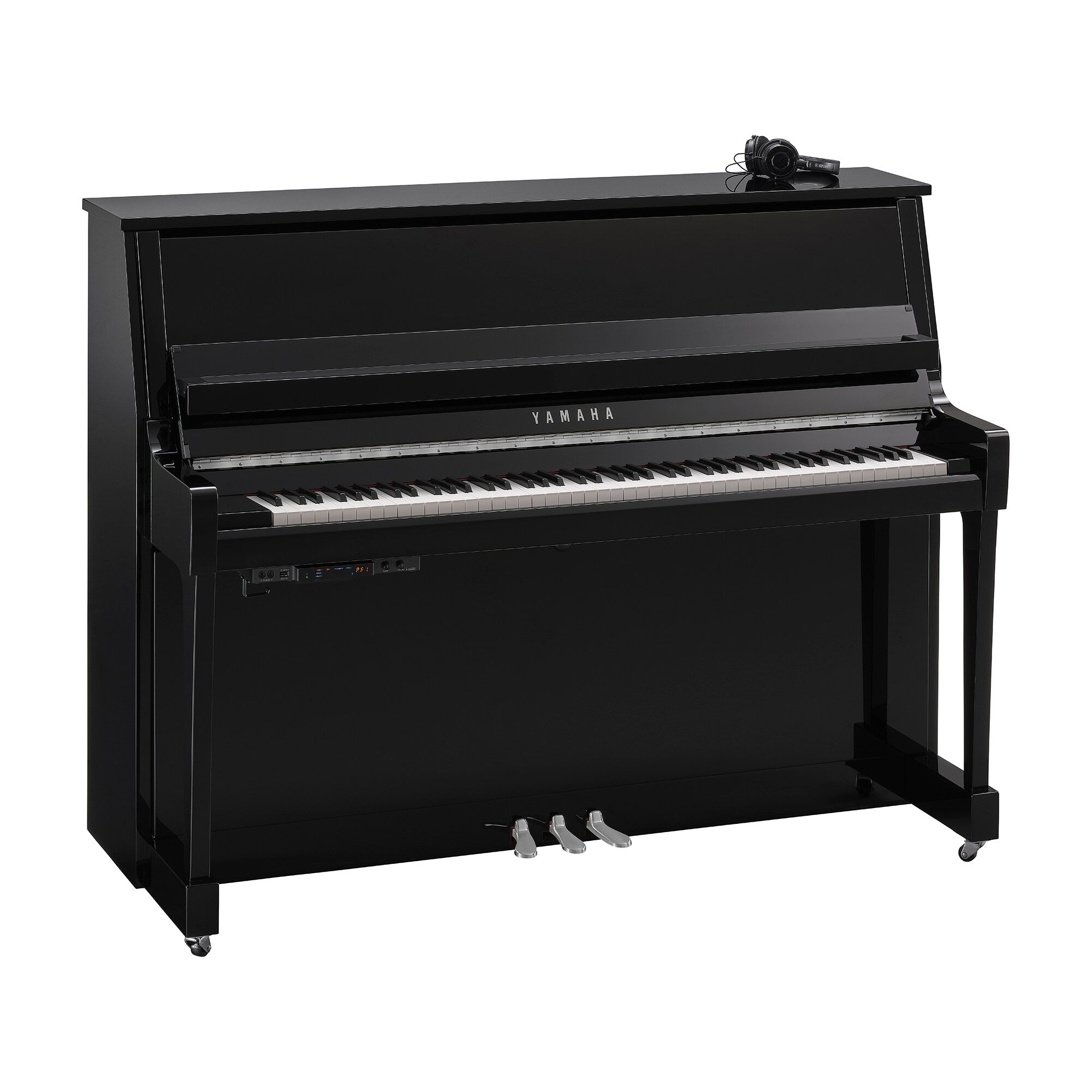 Toàn cảnh đàn piano Yamaha B20 màu đen bóng mạ chrome bản silent SC3 tại Tân Nhạc Cụ