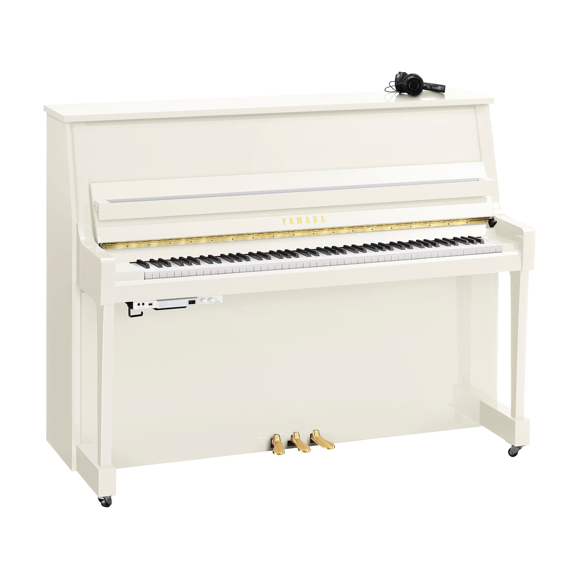 Toàn cảnh đàn piano Yamaha B20 màu trắng bóng bản silent SC3 tại Tân Nhạc Cụ