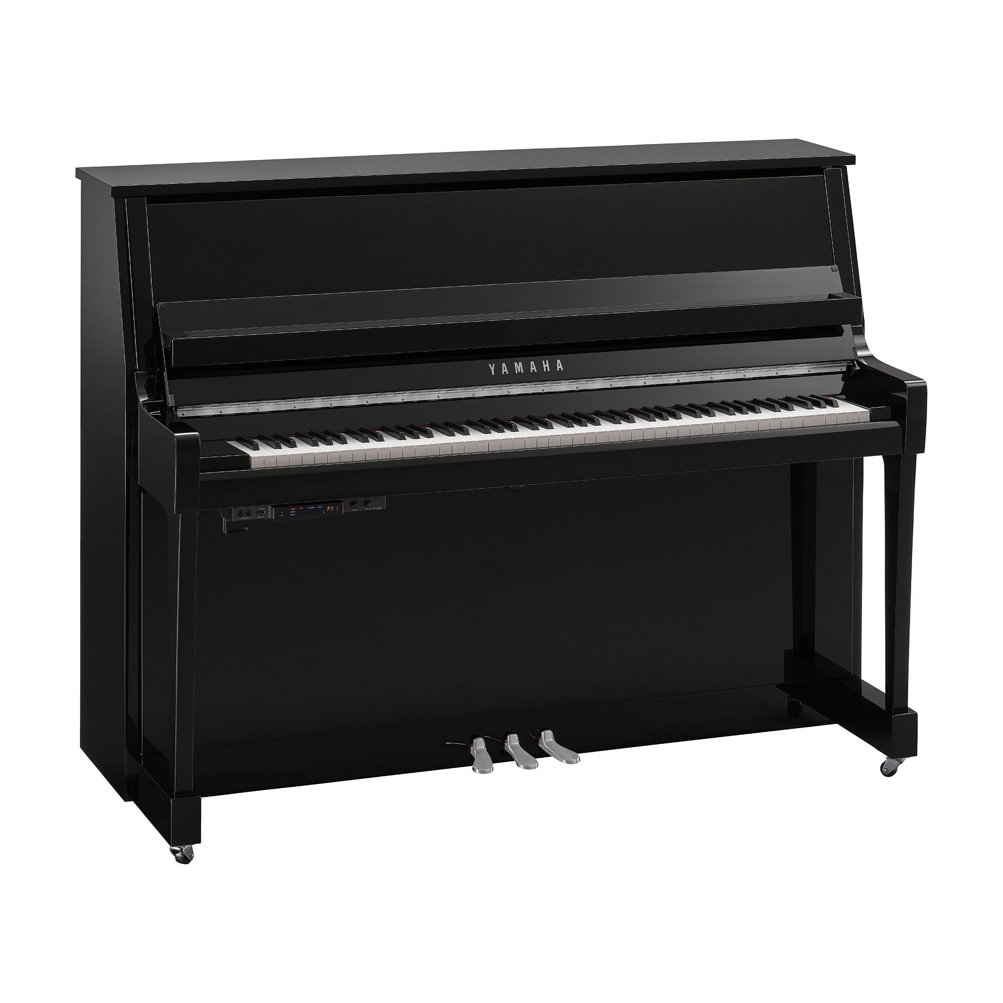 Toàn cảnh đàn piano Yamaha B20 màu đen bóng mạ Chrome bản tranacoustic tại Tân Nhạc Cụ