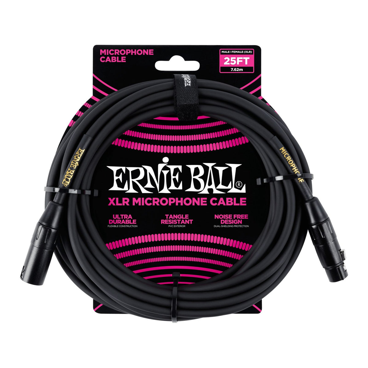 Dây Cáp Micro XLR Ernie Ball Classic XLR Microphone Cable – 7,6m (25ft), Black