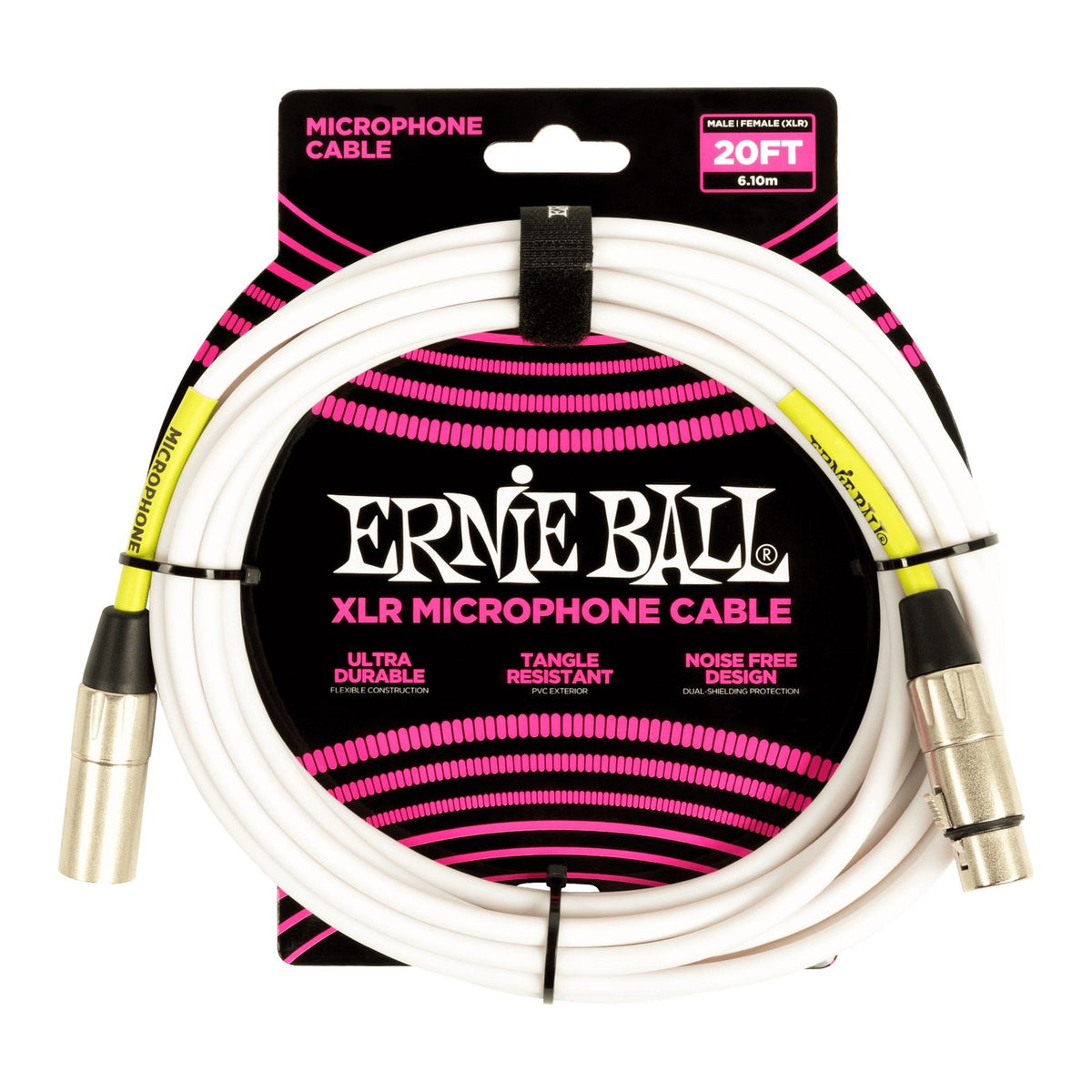 Dây Cáp Micro XLR Ernie Ball Classic XLR Microphone Cable – 6,1m (20ft), White