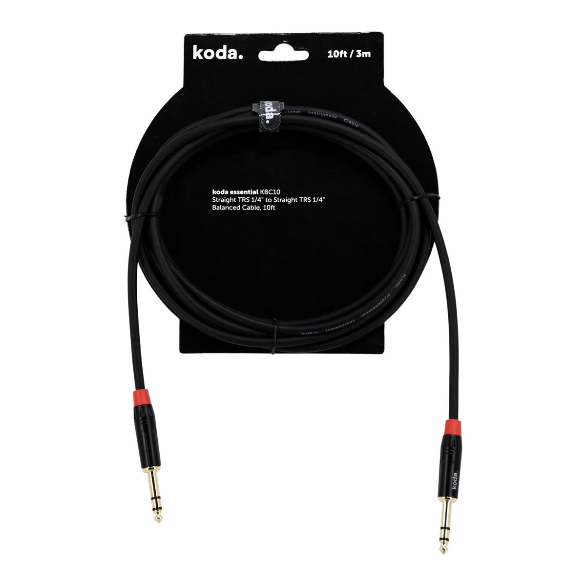 Dây Cáp Tín Hiệu TRS koda essential KBC Balanced – 3m (10ft), Thẳng - Thẳng