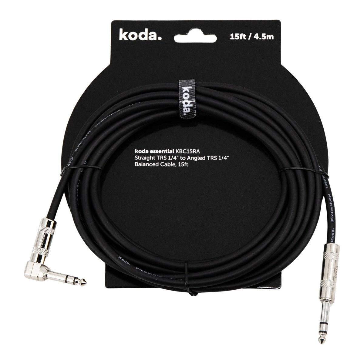 Dây Cáp Tín Hiệu TRS koda essential KBC Balanced – 4,6m (15ft), Thẳng - Vuông