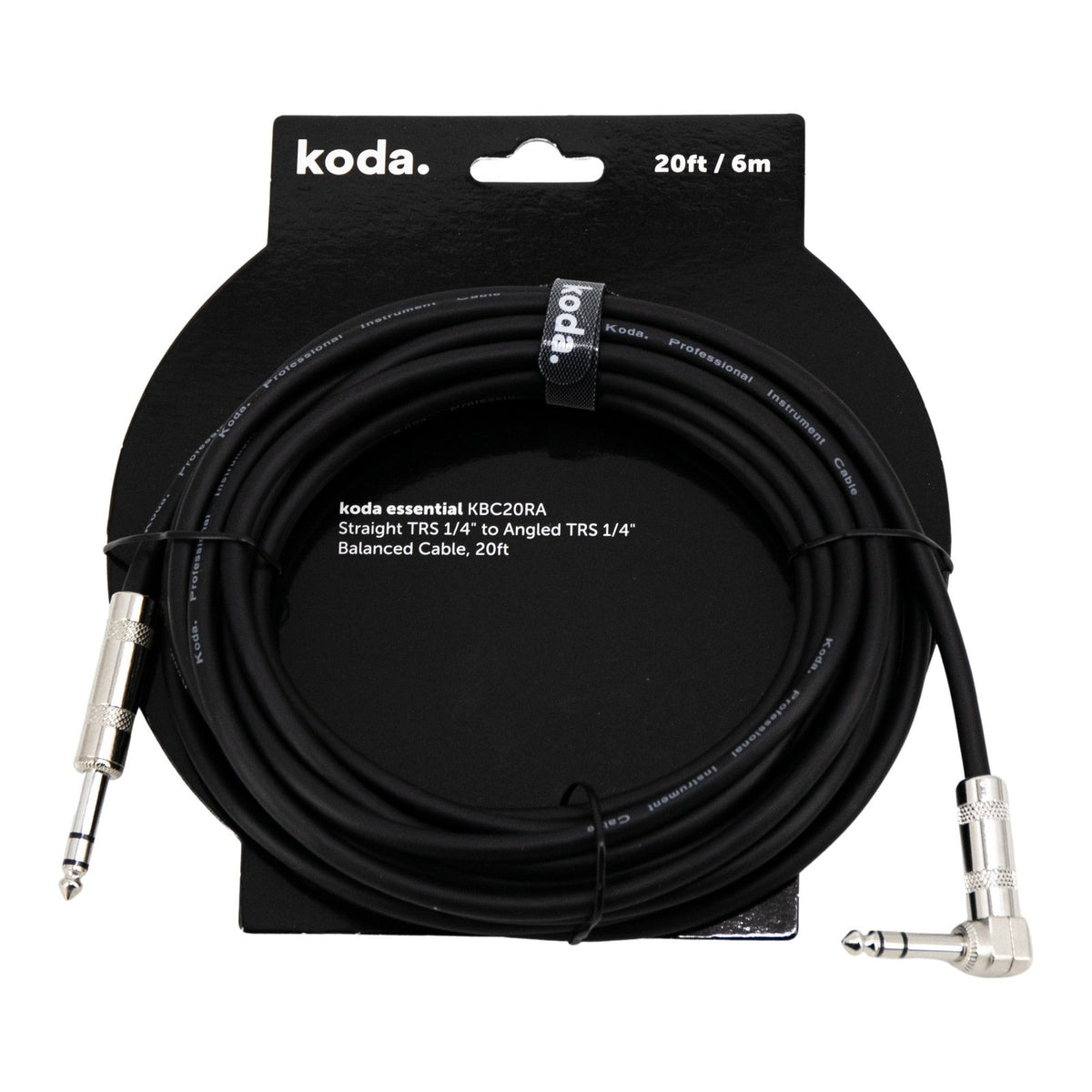 Dây Cáp Tín Hiệu TRS koda essential KBC Balanced – 6,1m (20ft), Thẳng - Vuông