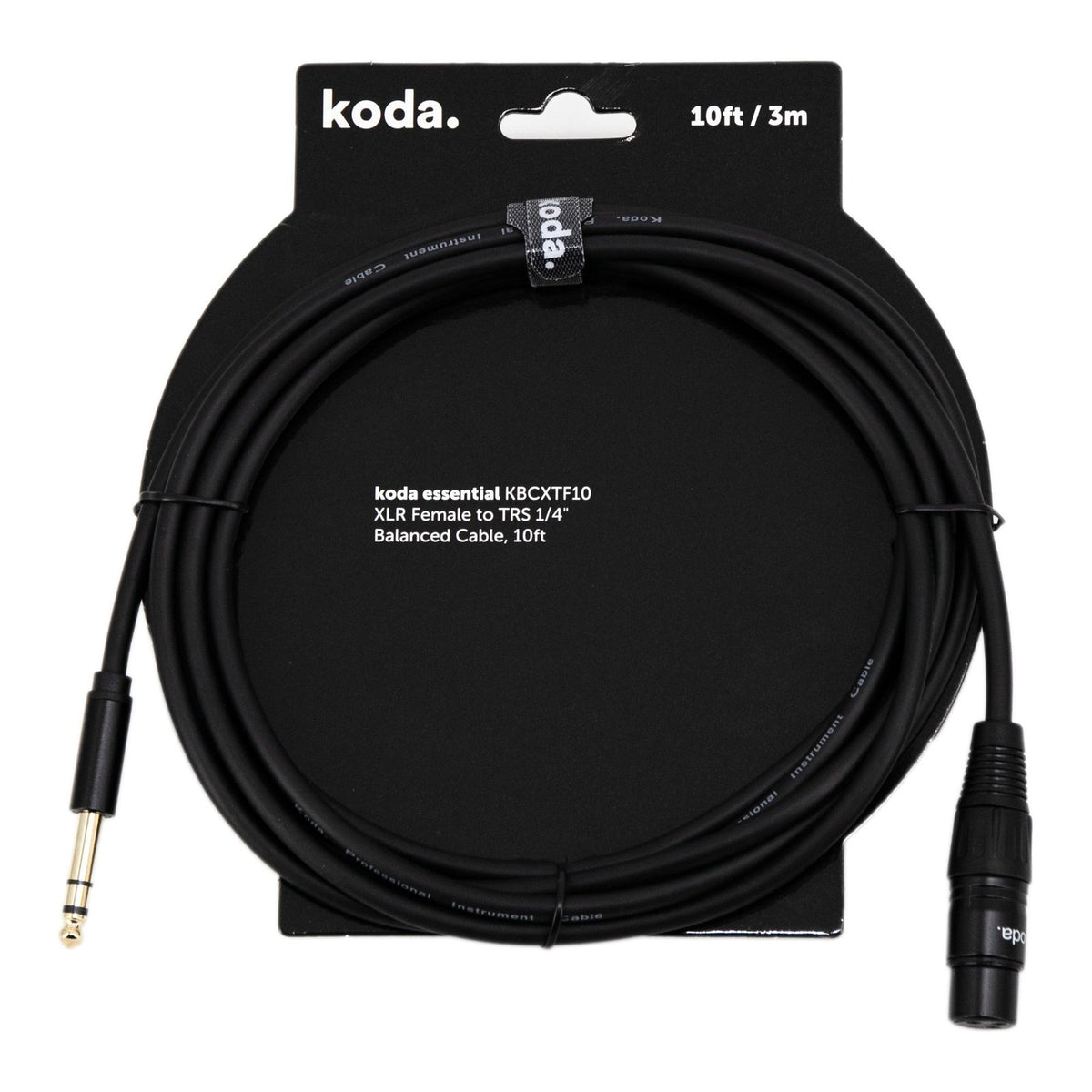 Dây Cáp Tín Hiệu XLR - TRS koda essential KBCXTF / KBCXTM – 3m (10ft), XLR cái - TRS 6,35