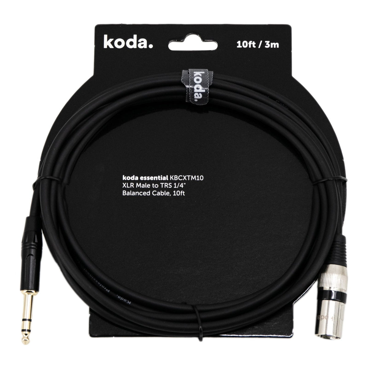 Dây Cáp Tín Hiệu XLR - TRS koda essential KBCXTF / KBCXTM – 3m (10ft), XLR đực - TRS 6,35