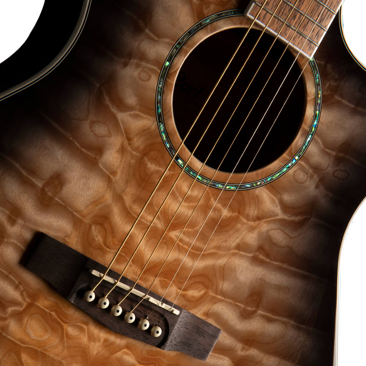 Đàn Guitar Acoustic Cort GA-QF, Trans Black Burst