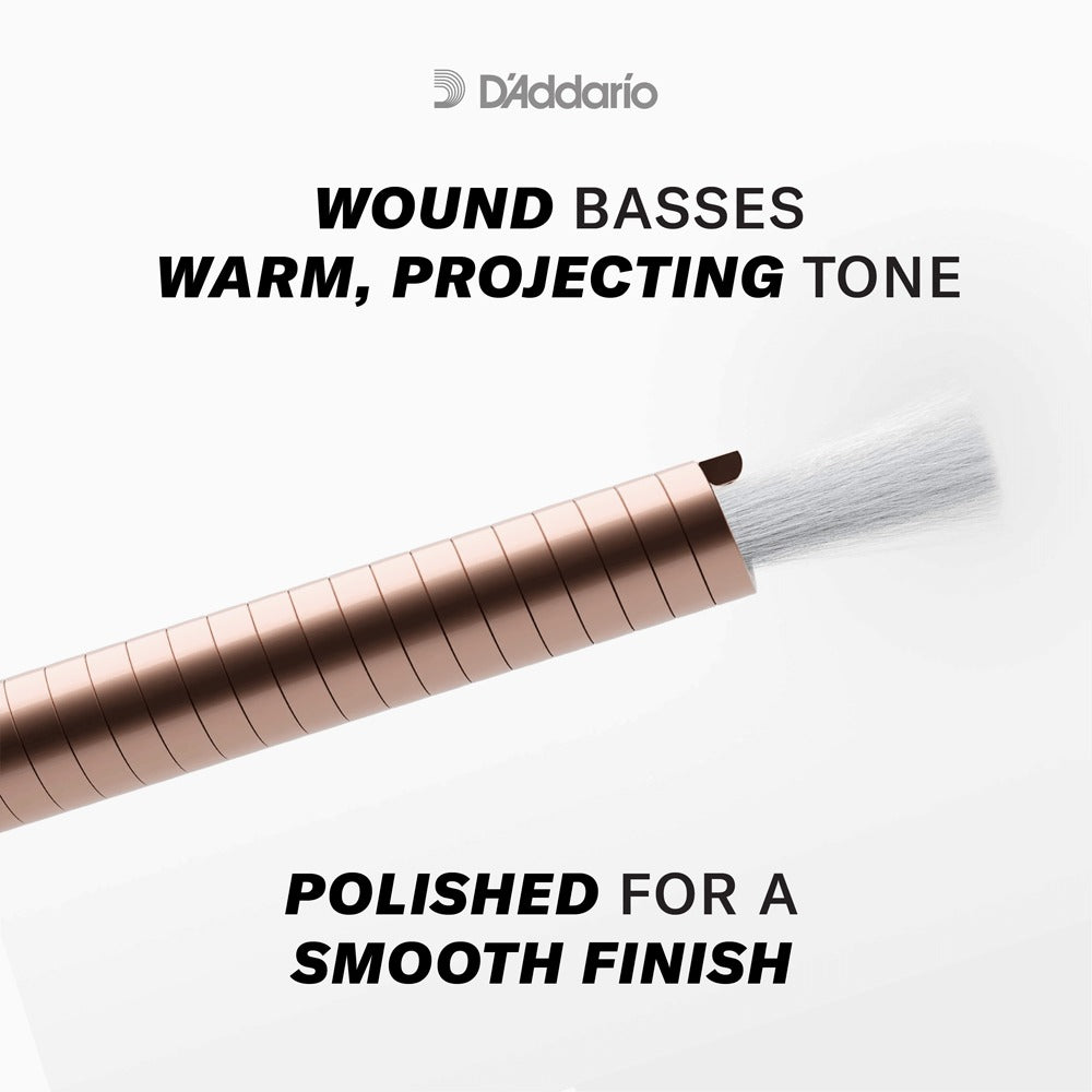 D'Addario Pro-Arté: dây trầm quấn mạ bạc được mài nhẵn (polished) cho mặt dây trơn