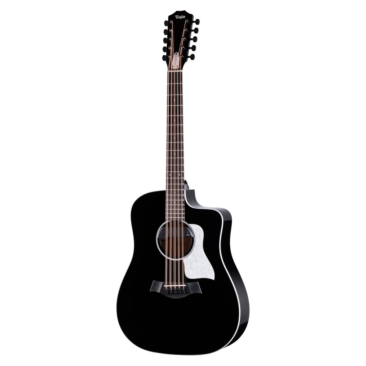 Đàn acoustic điện 10 dây Taylor 250ce Plus BLK Bajo Quinto màu Black – mặt trước toàn thân