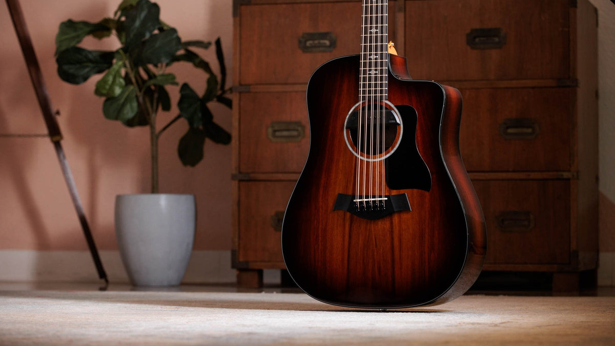 Đàn acoustic điện 10 dây Taylor 260ce-K DLX Bajo Quinto màu Shaded Edgeburst – ảnh chính hãng chụp nằm ngang