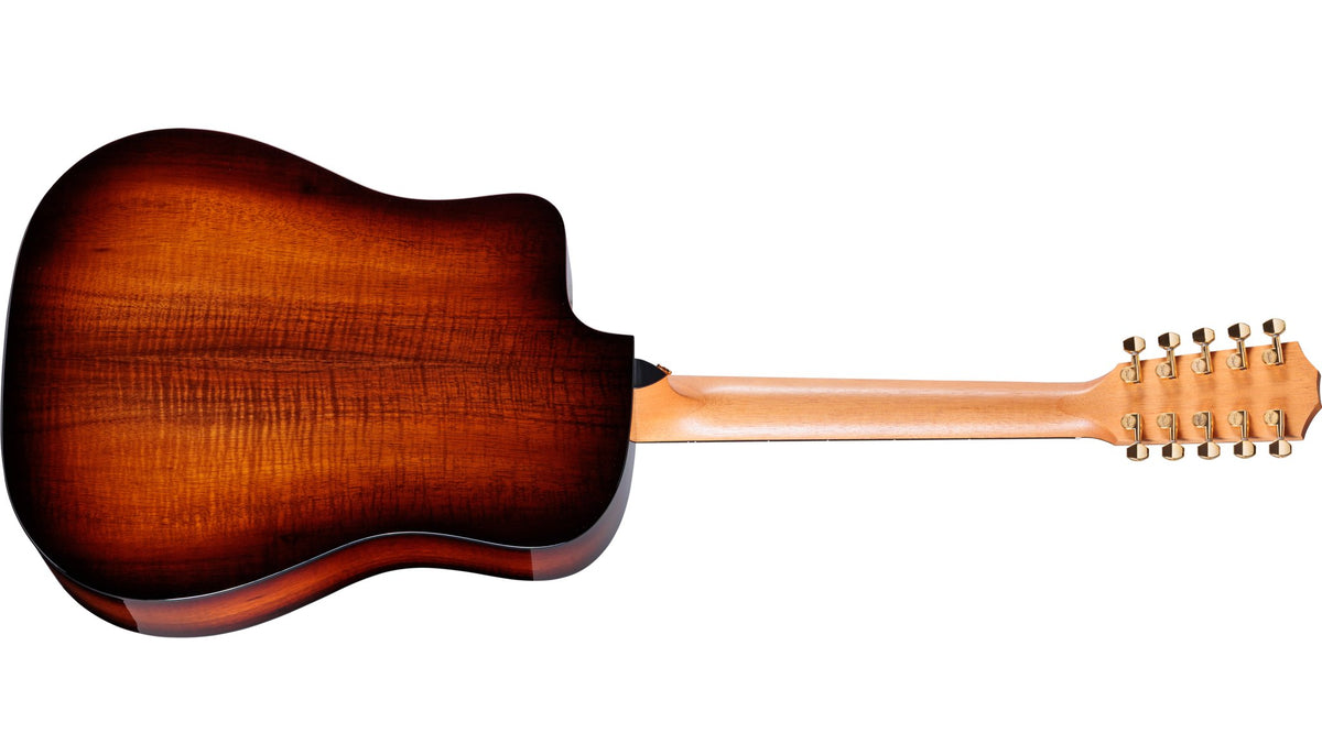 Đàn acoustic điện 10 dây Taylor 260ce-K DLX Bajo Quinto màu Shaded Edgeburst – mặt lưng toàn thân