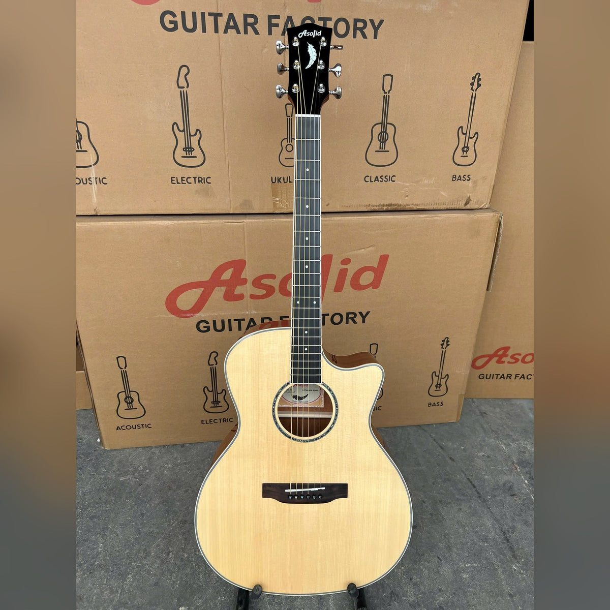 Đàn guitar acoustic Asolid 54CA Solid Top bản 54CA/P sơn bóng Polish – mặt trước toàn thân